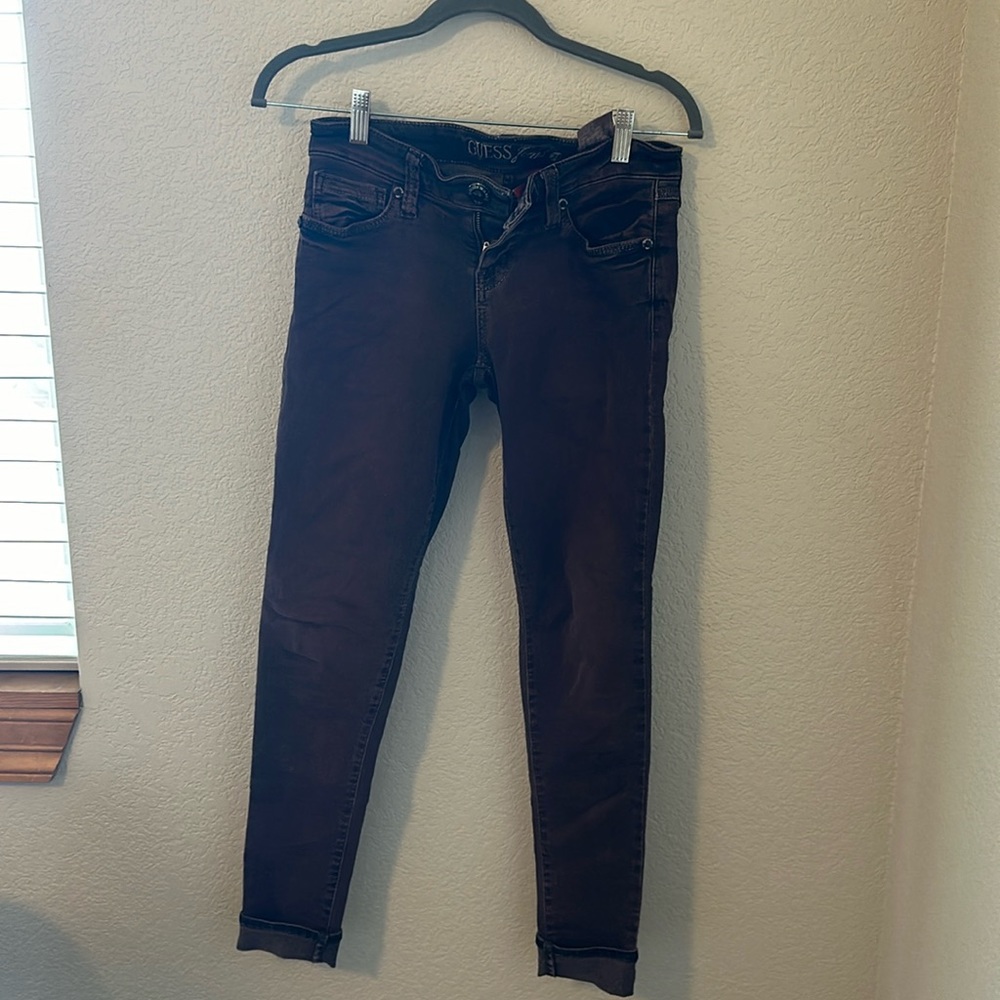 Guess skinny maroon faded jeans